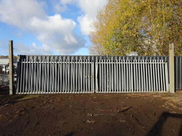 Double Gates With Posts 10.500/11.000 Mtr O/a Width, 2.400 Mtr High - Galv - Used