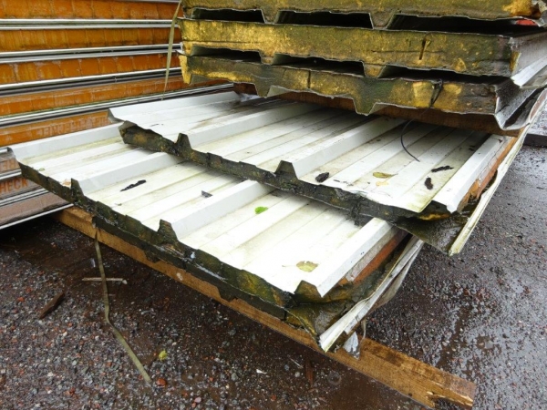 Roofing Sheets - Box Profile 2.135 Mtr x 1.000 Mtr Cover 60 mm Thick Light Grey  Insulated - Used