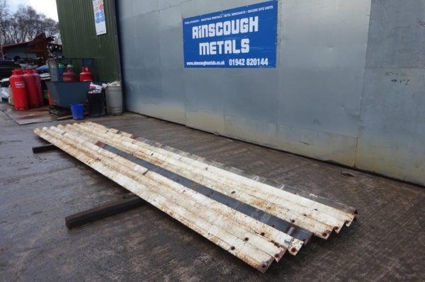 6.100mtr Approx 125mm x 75mm x 7mm Mild Steel Angle Iron   - Painted C/w Holes & Cleats - Used