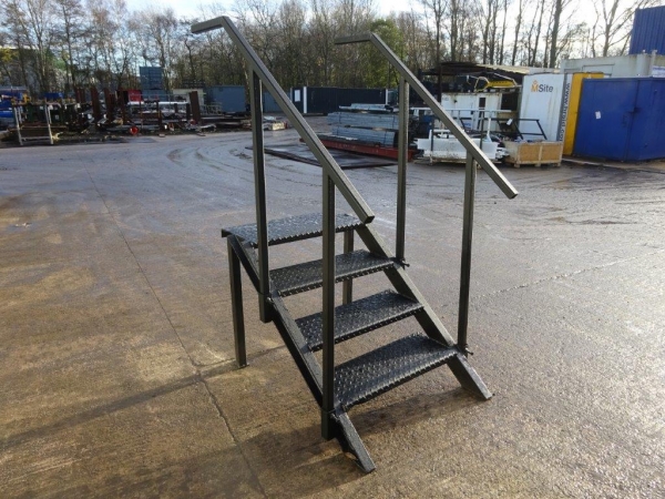 Black With Chequer Treads Used Steel Container Staircase / Steps 0.810 ...