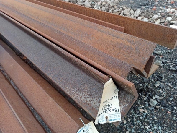 12.160 Mtr 130 mm x 130 mm x 12 mm Mild Steel Angle Iron  Unused Stock Rusty Equal Angle Iron