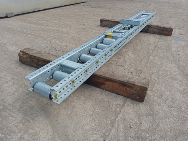 Interroll Pallet Flow Roller Track With Timed Brake & Speed Controller 210mm Wide x 2210mm Long / Roller Bed / Flow Rack / Pallet Flow / Carton Flow / Carton Storage - Used