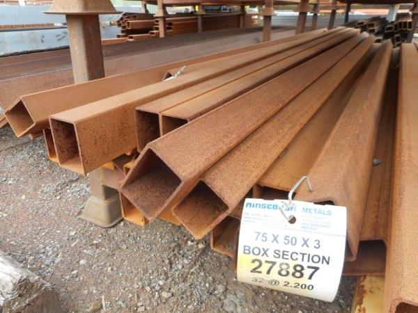 2.200 Mtr of 75 mm x 50 mm x  3 mm Steel Box Section  ( Used Stock Rusty  )