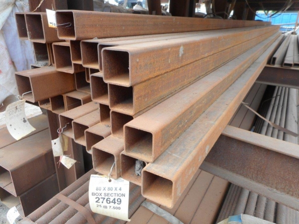 7.500 Mtr of 80 mm x 80 mm x  4 mm Steel Box Section  ( Unused Slight Stock Rusty )