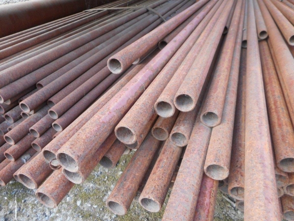 6.400 Mtr 33.7 mm x   4.0 mm Steel Tube - Chs Drainage - Water Pipe - Stock Rusty - Shot Blasted & Painted - Unused