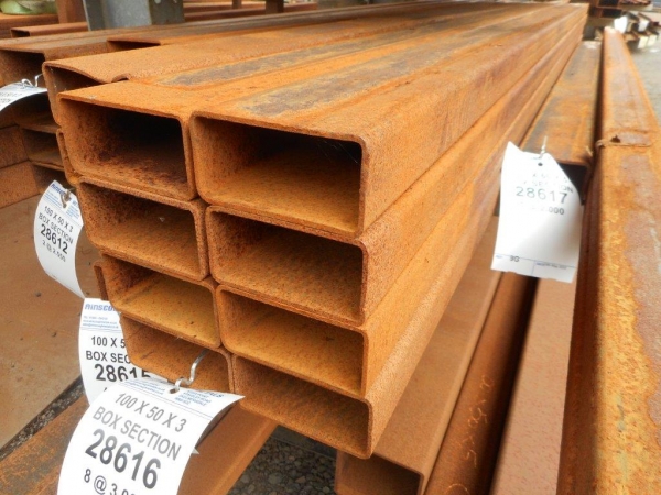 3.060 Mtr of 100 mm x 50 mm x  3 mm Steel Box Section  ( Used Stock Rusty )