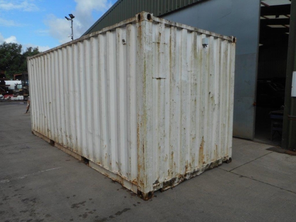 20 ft Long 8 ft Wide White With Grey Doors Steel Storage Container (ref 2473) - Second Hand  - Store